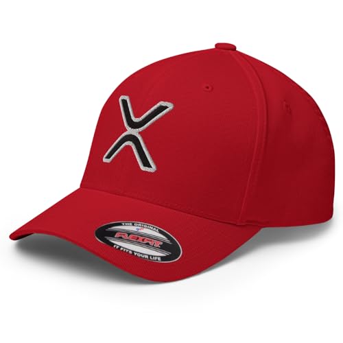 FX XRP Fitted Hat Embroidered Curved Bill Mid Crown Closed-Back Structured Twill Cap - color: Red, size: Large-X-Large