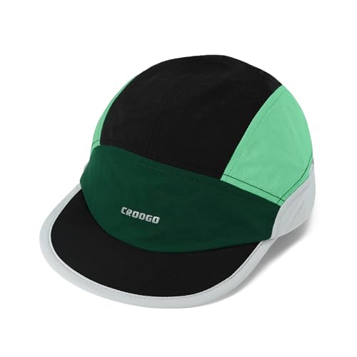 Croogo Running Cap Water Resistant Foldable Sports Hat - color: Black/Green