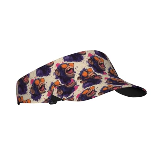 Sports Sun Visor Hat for Men Women, Adjustable Breathable Golf Tennis Cap - color: Laughing Rock and Roll Monkey