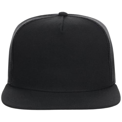 Lids Blank Essential 5-Panel Trucker Adjustable Snapback Hat - color: Black