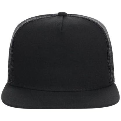 Lids Blank Essential 5-Panel Trucker Adjustable Snapback Hat - color: Black