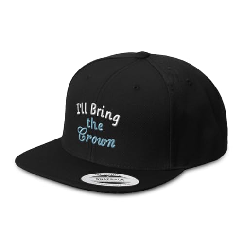 Speedy Pros Snapback Hats for Men & Women I'll Bring The Crown Acrylic Flat Bill Baseball Cap - color: Black