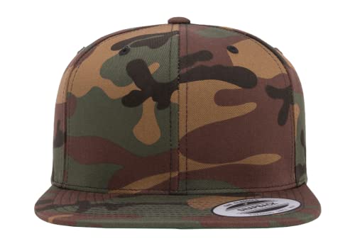 Mrlahat 6089 Yupoong Yp by Flexfit 6-Panel Structured Flat Visor Classic Snapback Cap with Black Bandana - color: Green Camo