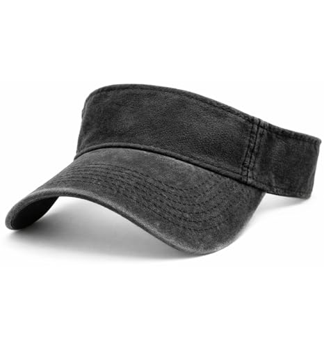 MDSTYLE Visor Hat for Men & Women Sun Visor Cap for Sports Tennis Golf Running Beach Outdoor Caps Hats Visors Sunvisors - color: Black - Washed