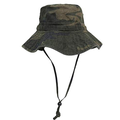 Bucket Hat UV Protection Sun Hat, Boonie Fishing Safari Hats for Outdoors - color: Woodland Camo