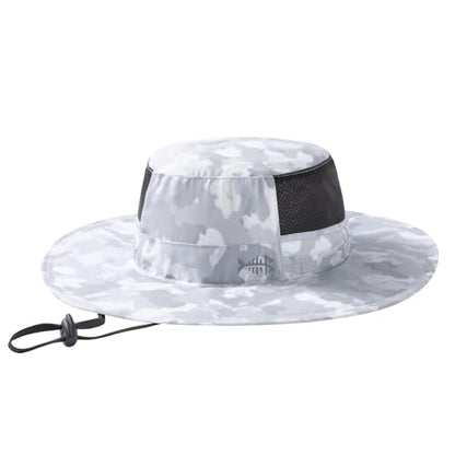 BASSDASH UPF 50+ Fishing Sun Hat Water Resistant Unisex Wide Brim Bucket Boonie Hat for Hiking Camping Safari FH15 - color: Light Grey Camo, size: Medium