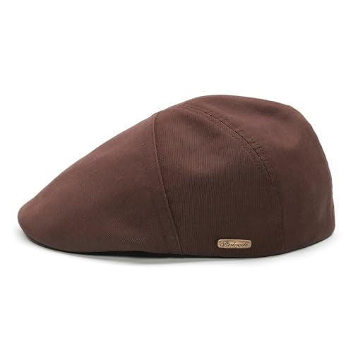 Sterkowski Ivy Five Newsboy | 100% Softened Cotton Flat Cap for Men | Breathable Airy 5 Panels Cap Without Lining - color: Brown, size: 7 1/2