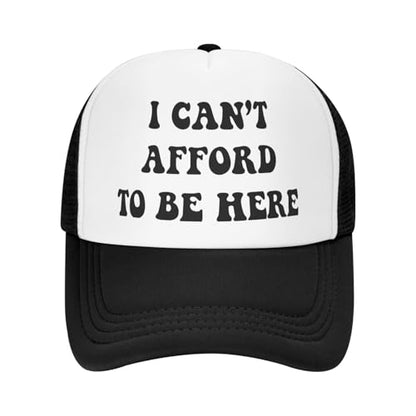 Funny Trucker Hats for Women Country Women's Trucker Hats Breathable Mesh Summer Caps Adjustable Pink Hats - color: I Can't Afford to Be Here-black
