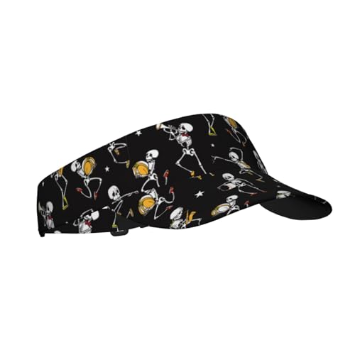 Sports Sun Visor Hats Adjustable Men Women Lightweight Packable Cooling Empty Top Visor Hat for Running, Tennis, Golf - color: Dancing Human Skeleton