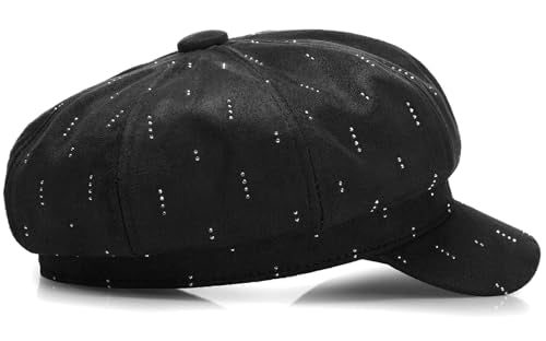 Newsboy Caps for Women Classic Beret Hats Autumn Winter Cap - color: D-black