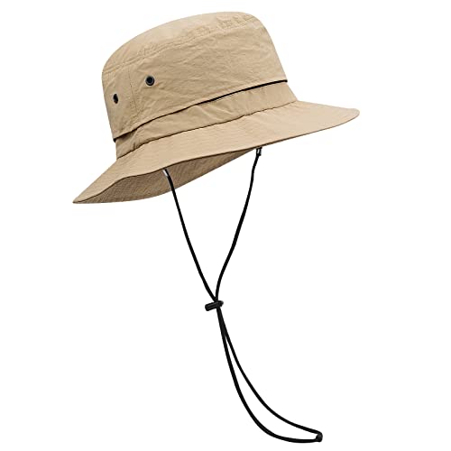 Croogo Sun Hats for Women UV Protection Summer Bucket Hat Waterproof Packable Fishing Hats Wide Brim Hiking Hat Gardening Hat - color: Afh02-khaki