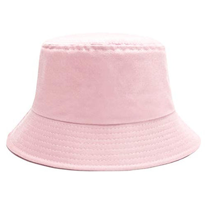 Bucket Hat for Women Men, Reversible Cotton Summer Sun Beach Cap Solid Color Style - color: A-pink