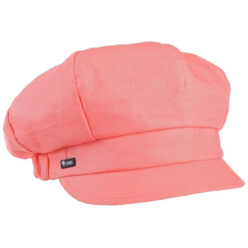 Lipodo Classic Baker Boy Cap Made in Italy Linen Cotton Ladies Elastic Band Spring Summer - color: Coral