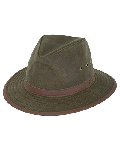 Outback Trading Company Unisex 1462 Madison River Sun-Protective Waterproof Crushable Cotton Oilskin Hat - color: Sage, size: Small