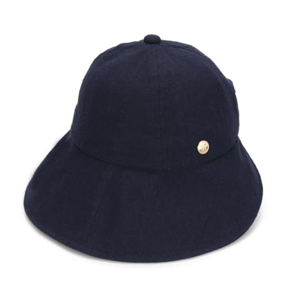 WHITE SANDS MOJA Linen Blend Victorian Bonnet Hat Sun Cap, Foldable Summer Visor | NEW Katy - color: Navy