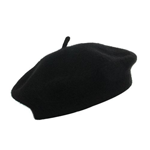 Kids Girls French Beret Hat Artist Hat Solid Warm Beanie Cap Winter Autumn - color: Black
