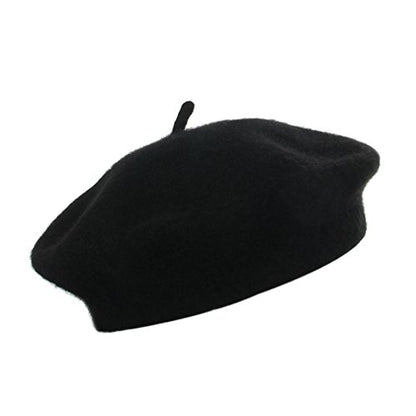 Kids Girls French Beret Hat Artist Hat Solid Warm Beanie Cap Winter Autumn - color: Black