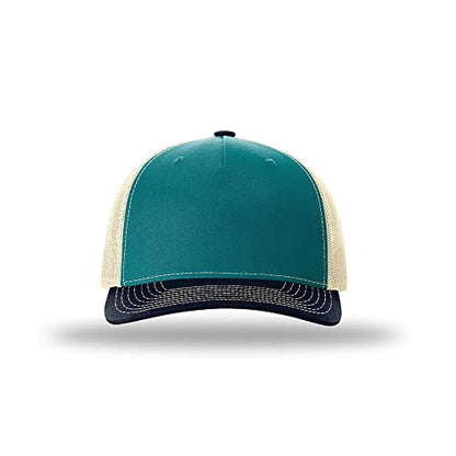 Richardson 112FP & 112PFP Classic Fit Five-Panel Snapback Trucker Cap |OSFM - color: Blue Teal/Birch/Navy