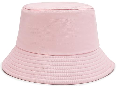 Bucket Hat Beach Sun Hat Fishing Hat for Women Men, Summer Outdoor Travel Packable Fisherman Hat - color: Pink