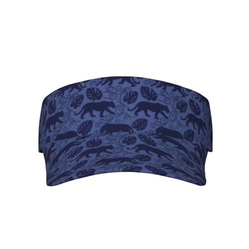 Adjustable Lightweight Open Top Sports Sun Visor Hat Cap for Golf Tennis - color: Midnight Leopard