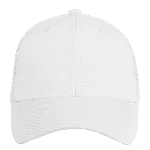 Falari Trucker Hat Baseball Cap Structured Plain Design 6 Panel, Adjustable Size - color: 1pk White