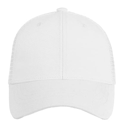 Falari Trucker Hat Baseball Cap Structured Plain Design 6 Panel, Adjustable Size - color: 1pk White