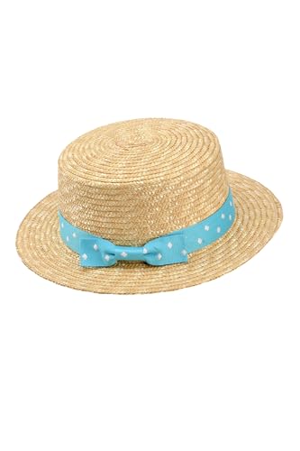 BABEYOND Men's Straw Boater Hat, 1920s Gatsby Summer Costume Accessory - color: Bluedots, size: Large-X-Large