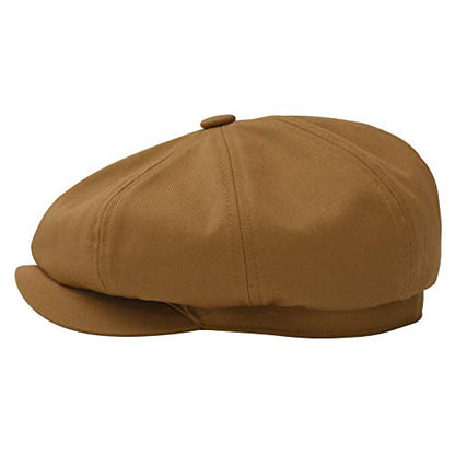 BOTVELA Men's Newsboy Flat Cap 100% Cotton Cabbie Hat - color: Brown, size: 7 5/8