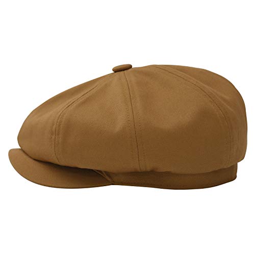 BOTVELA Men's Newsboy Flat Cap 100% Cotton Cabbie Hat - color: Brown, size: 7 1/8