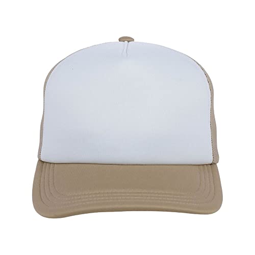 Lids Blank Basic Foam Trucker Adjustable Snapback Hat - color: White/Khaki