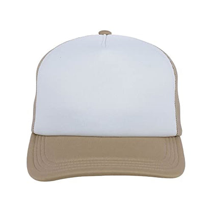 Lids Blank Basic Foam Trucker Adjustable Snapback Hat - color: White/Khaki