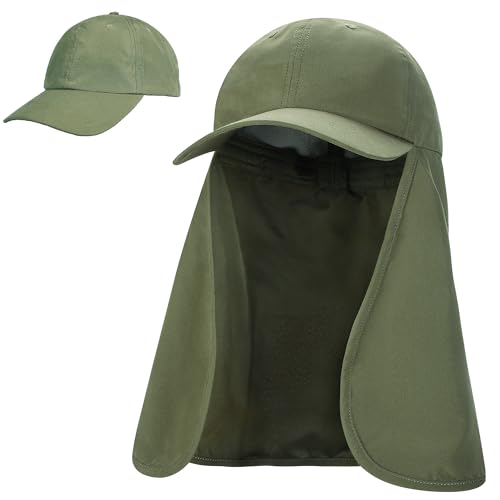 Tirrinia Wide Brim Sun Hat with Neck Flap for Men & Women - color: Green