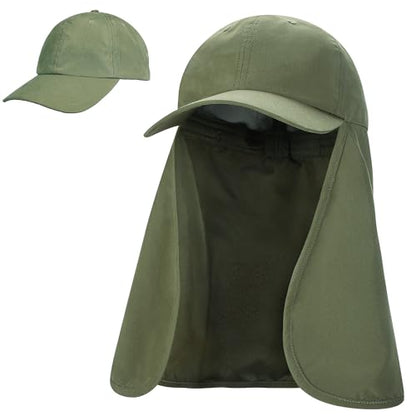 Tirrinia Wide Brim Sun Hat with Neck Flap for Men & Women - color: Green