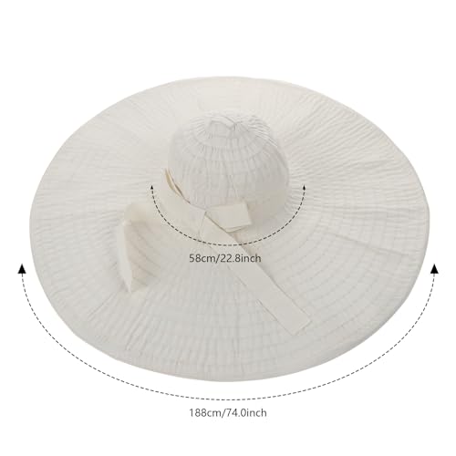 Women's Super Wide Brim Sun Hat - Extra Large Floppy Beach Bucket Hat, Foldable Summer Sun Protection Outdoor Travel Cap - color: Beige