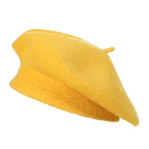 ZLYC Wool French Beret Hat Solid Color Classic Artist Cap for Women - color: Gold