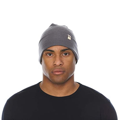 100% Merino Wool Cuff Beanie - Warm Winter Hat - Novelty Beanie - Toque - color: Charcoal Gray
