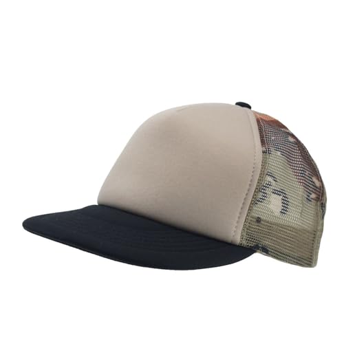 The Vintage Year High Crown Foam Mesh Camouflage Trucker Hat Baseball Cap - color: Flat Khaki/Desert