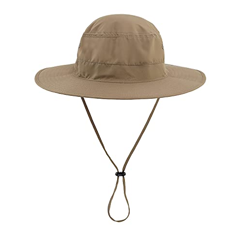 Home Prefer UPF50 Mens Sun Hat with Neck Flap Quick Dry UV Protection Cap Womens Wide Brim Fishing Hat Neck Flap Beach Garden - color: Dark Khaki