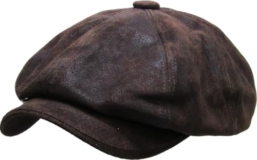KBETHOS Leather Ascot Made in USA Ivy Collection Classic Newsboy Caps - color: (B) Leather - Dark Brown, size: Small-Medium