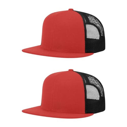 Richardson 511 Wool Blend Flatbill Trucker Snapback Adjustable Cap - color: Red/Black