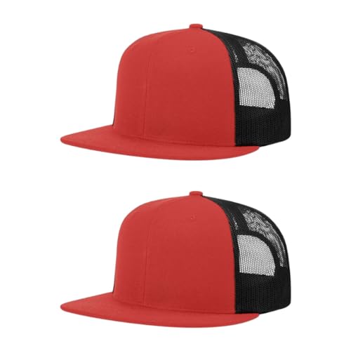 Richardson 511 Wool Blend Flatbill Trucker Snapback Adjustable Cap - color: Red/Black