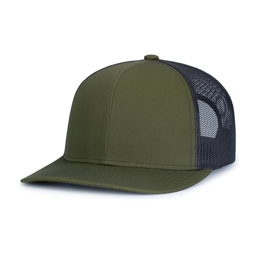 Pacific Headwear Contrast Stitch Trucker Snapback - color: Moss/Light Charcoal/Moss