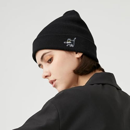 Cool Graphic Beanie for Men and Women - Black - color: Cat