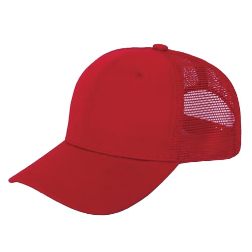 ZH 12 Pack Mesh Trucker Hats, Bulk Baseball Caps for Men and Women, Trucker Cap Wholesale - color: Red