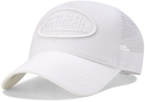Von Dutch Unisex Trucker Hat, Colorblock, Mesh Back, Curved Bill, Snapback - color: Summit White