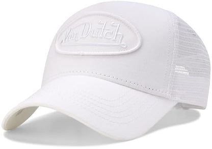 Von Dutch Unisex Trucker Hat, Colorblock, Mesh Back, Curved Bill, Snapback - color: Summit White