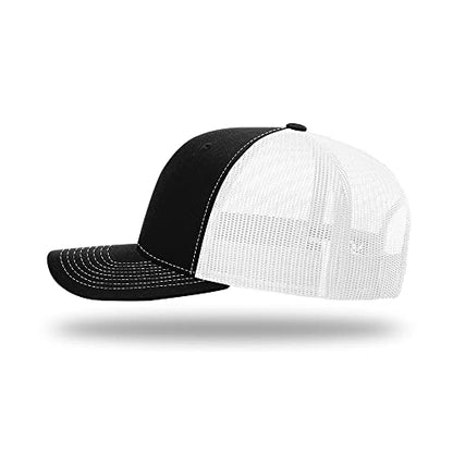 Richardson 112 Classic Six-Panel Adjustable Snapback Trucker Cap - color: Black/White