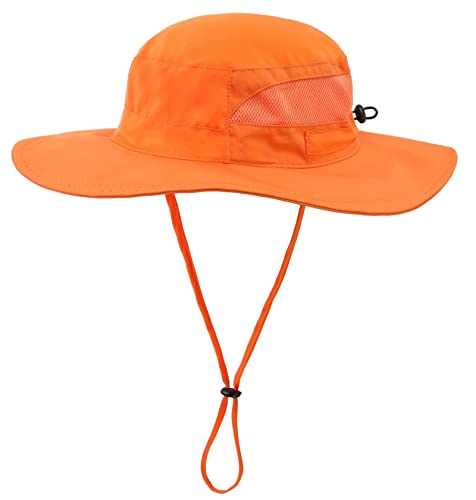 Connectyle Toddler Kids Sun Hat UPF 50+ UV Protection - Boys & Girls Wide Brim Bucket Hats for Outdoor Summer, Ages 2-6 - color: Orange, size: 4-6 Years