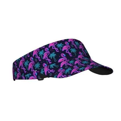 Funny Adjustable Sport Sun Visor Hat for Women Men - color: Retro 80s Neon Flamingo