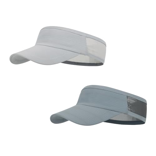 HH HOFNEN Sports Sun Visor Unisex Cooling Cap Lightweight Stretchy Packable - color: #2 Darkgray+lightgray